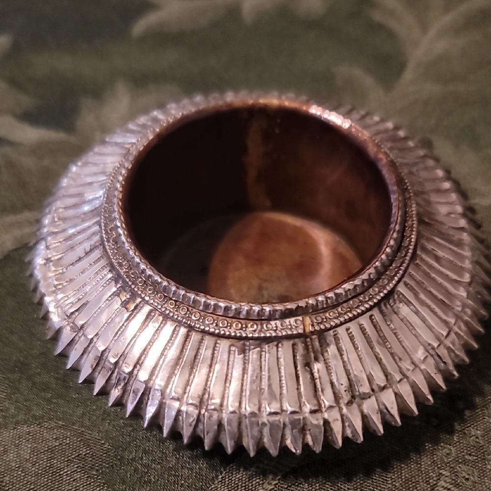 Vintage Mixed Metal Sunburst Trinket Dish Copper Silver Tone Small Bowl